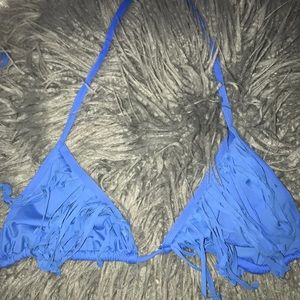 Blue fringe bikini top